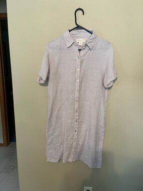 C&C California Lavender-Tone 100% Linen Button-Up Dress
